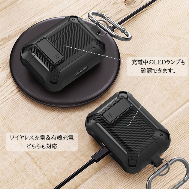 AirPods Pro2 Pro3ケース ロック付き AirPods4 Pro 3 ケース カーボン