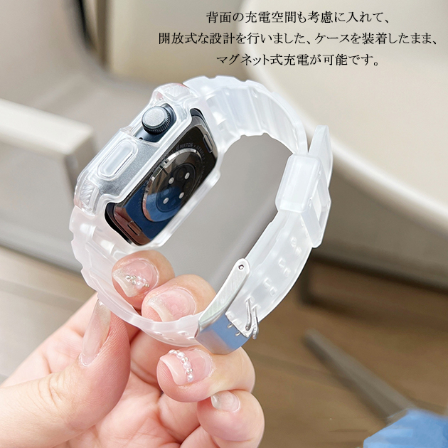 Apple Watch 9 SE バンド 女性 アップルウォッチ Ultra G 一体型 バンド 45mm シリコン ベルト セット 40mm 44mm スポーツ｜iphone-e-style｜16