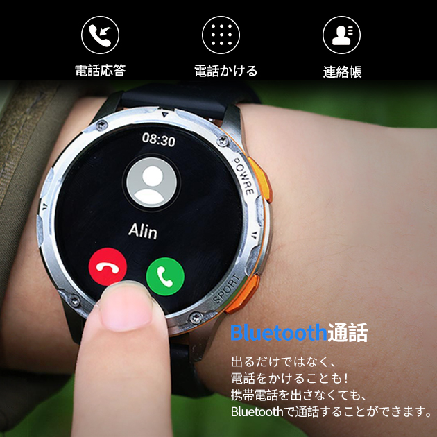 2024最新 スマートウォッチ 日本製センサー 通話機能 軍用規格 丸型 血圧測定 体温 心拍数 メンズ GPS LINE 万歩計 腕時計 健康管理 ヘルスウォッチ｜iphone-e-style｜13