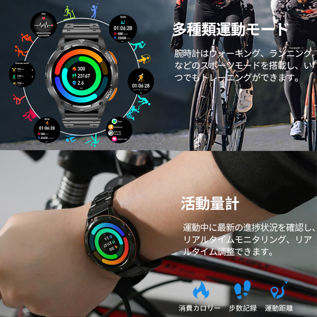 2024最新型 スマートウォッチ 日本製センサー 丸型 通話機能 軍用規格 スマートウォッチ 血圧測定 体温 万歩計 腕時計 健康管理 ヘルス GPS LINE 通話｜iphone-e-style｜14