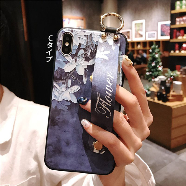 スマホケース リング付き iPhone16e pro SE3 14 ケース アイフォン15 カバー アイホン12 mini 13 携帯ケース スマホ 11 iPhoneケース スマホベルト 花柄 | iPhone 16e | 12