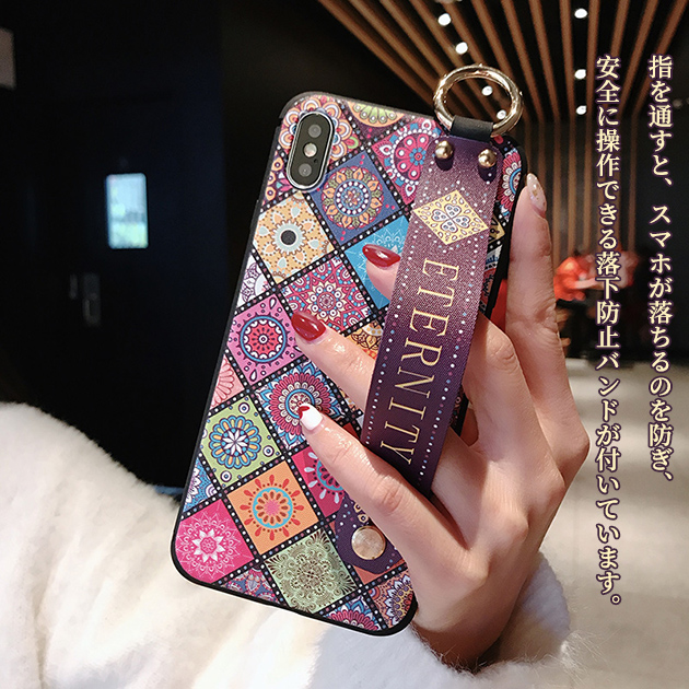 スマホケース リング付き iPhone16e pro SE3 14 ケース アイフォン15 カバー アイホン12 mini 13 携帯ケース スマホ 11 iPhoneケース スマホベルト 花柄 | iPhone 16e | 05