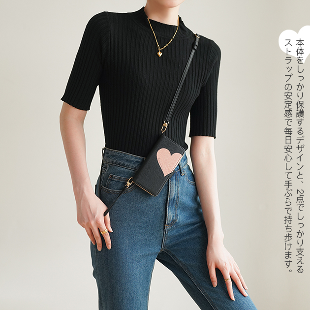 携帯ケース 手帳型 ショルダー 革 iPhon...の詳細画像1