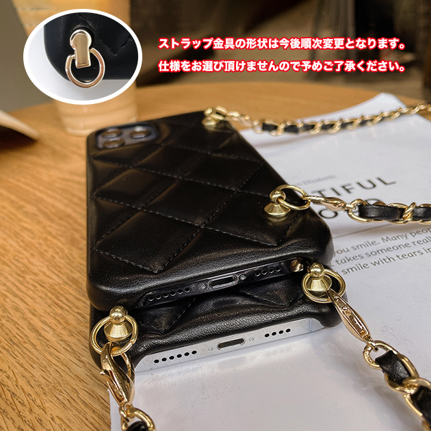 iPhone 16e スマホケース キルティング 革 チェーン iPhone16Pro 15 