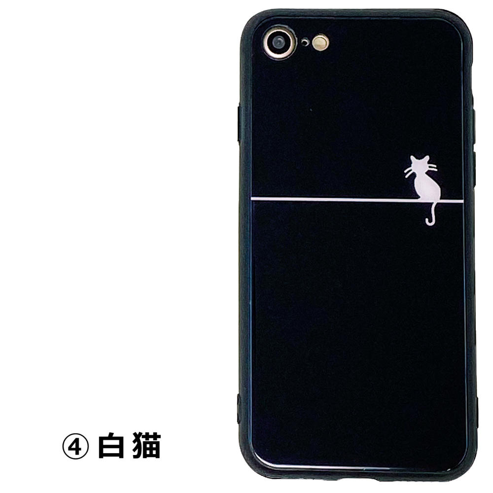 iPhoneケース 13 12 iPhoneSE3 猫 ストラップ付き iPhoneSE2 11 Pro 8 7 大人可愛い シンプル ハード ねこ ハート モノクロ シルエット 携帯 スマホ カバー｜iphonecase-tama｜05