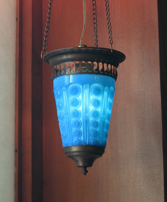アンティークガラスのトルコランプ トルコワーズ/引っ掛けシーリング用