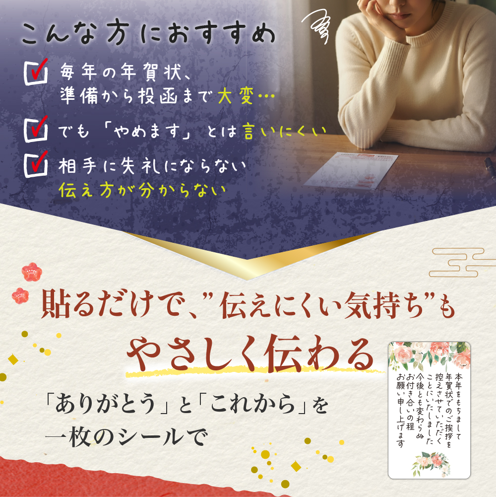 年賀状じまい シール 5cm×3cm 24枚、48枚