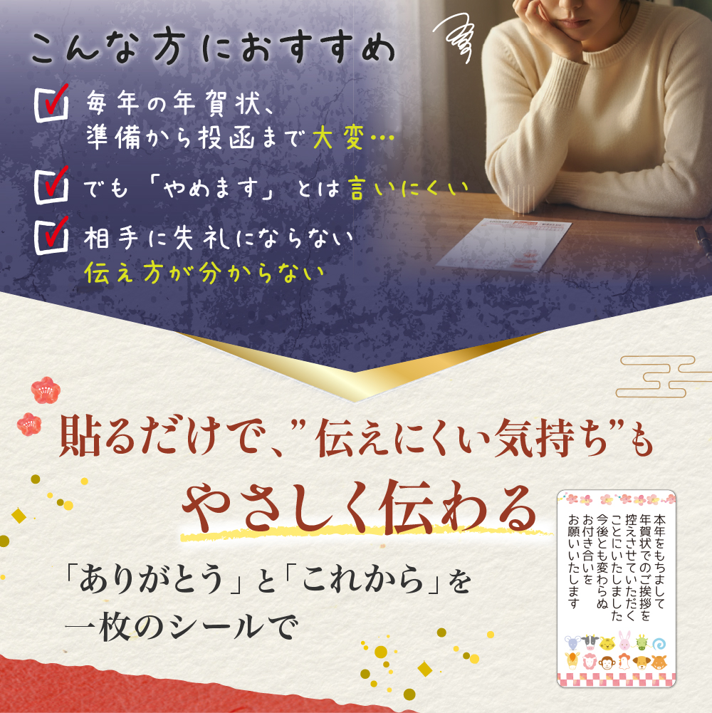 年賀状じまい シール 5cm×3cm 24枚、48枚