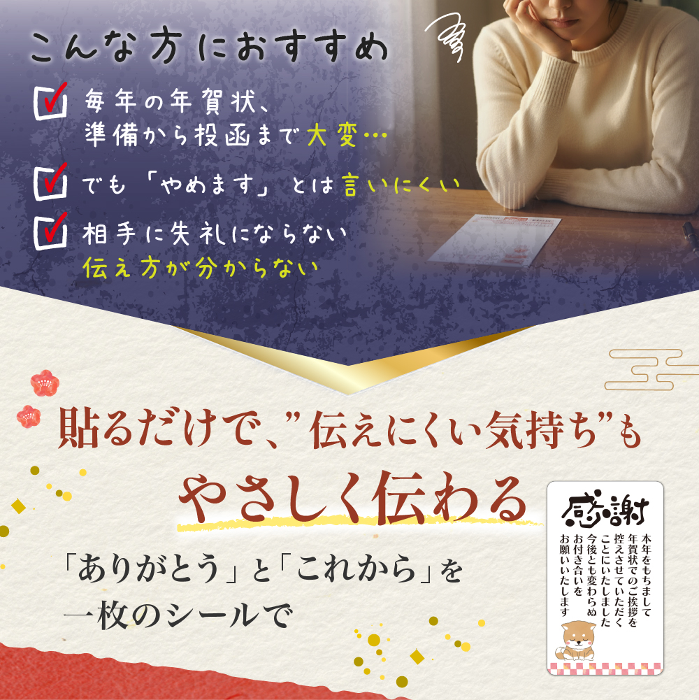 年賀状じまい シール 5cm×3cm 24枚、48枚