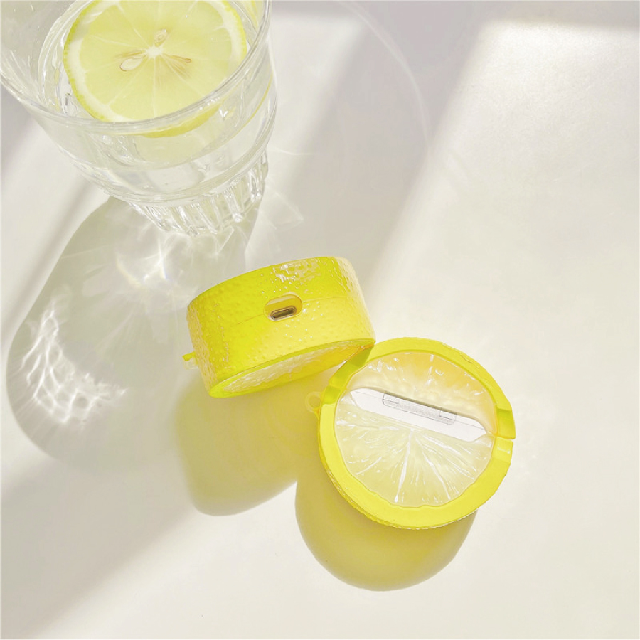 AirPods Pro ケース レモン シリコンケース カラビナ付き カバー