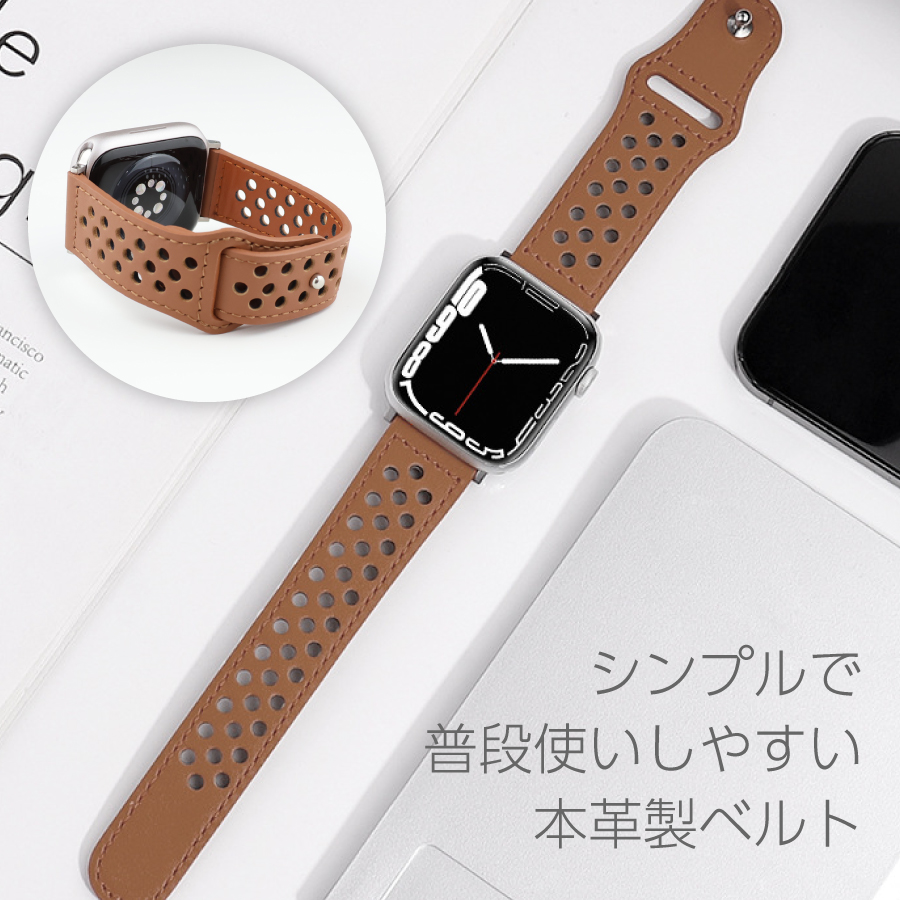 アップルウォッチ バンド レディース ベルト Apple Watch 45/44/42mm 41/40/38mm Apple Watch Ultra  49mm 本革 ドット レザー (036) 通気性 おしゃれ メンズ