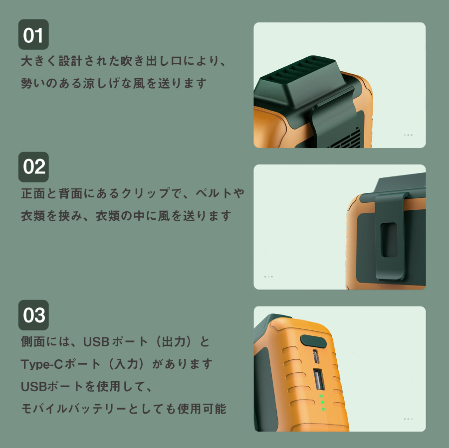 Outdoor Waist Mounted Fan 3個セット Cool Clip Fan Under Shirt,Portable Cooling Clip Fan,Mini