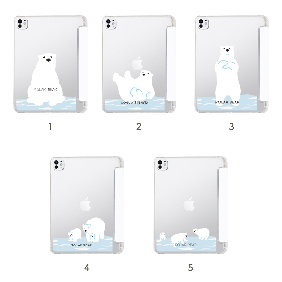 iPad ケース Apple Pencil収納 シロクマ イラスト スリム 軽量