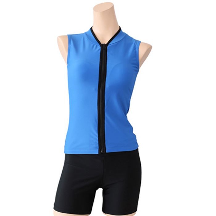 水着 タンキニ フィットネス スイミング ジム ノースリーブ ショートパンツ 短パン ブルー レッド ホワイト オシャレ シンプル 送料無料 742 |  | 01