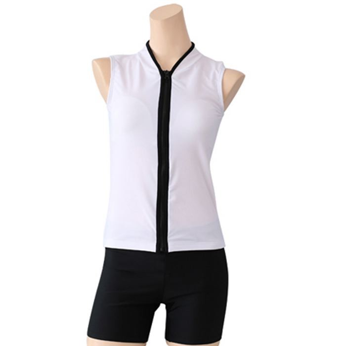 水着 タンキニ フィットネス スイミング ジム ノースリーブ ショートパンツ 短パン ブルー レッド ホワイト オシャレ シンプル 送料無料 742 |  | 02