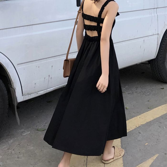 ワンピース キャミワンピース ミモレ丈 ノースリーブ フレア Aライン シャーリング ギャザー ガーリー 可愛い 送料無料 |  | 03