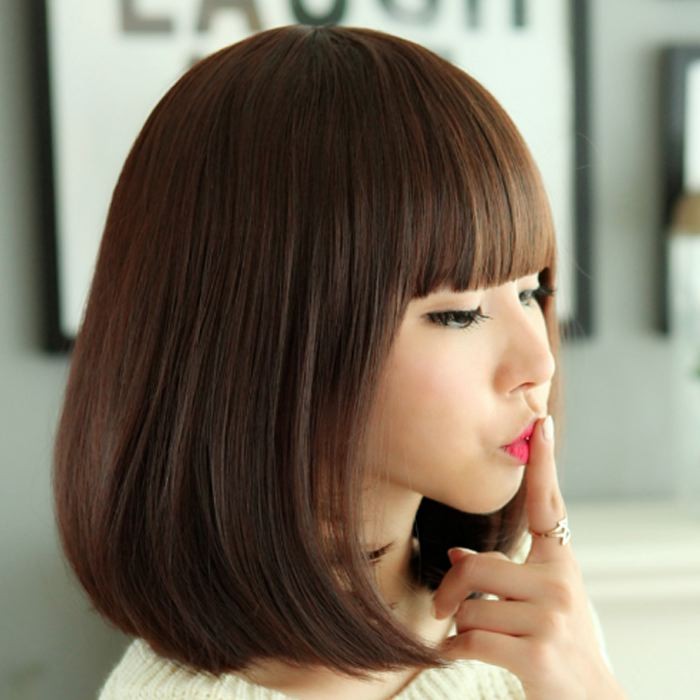 ショートウィッグ ウィッグ ボブ フルウィッグ 前髪ぱっつん ふんわり