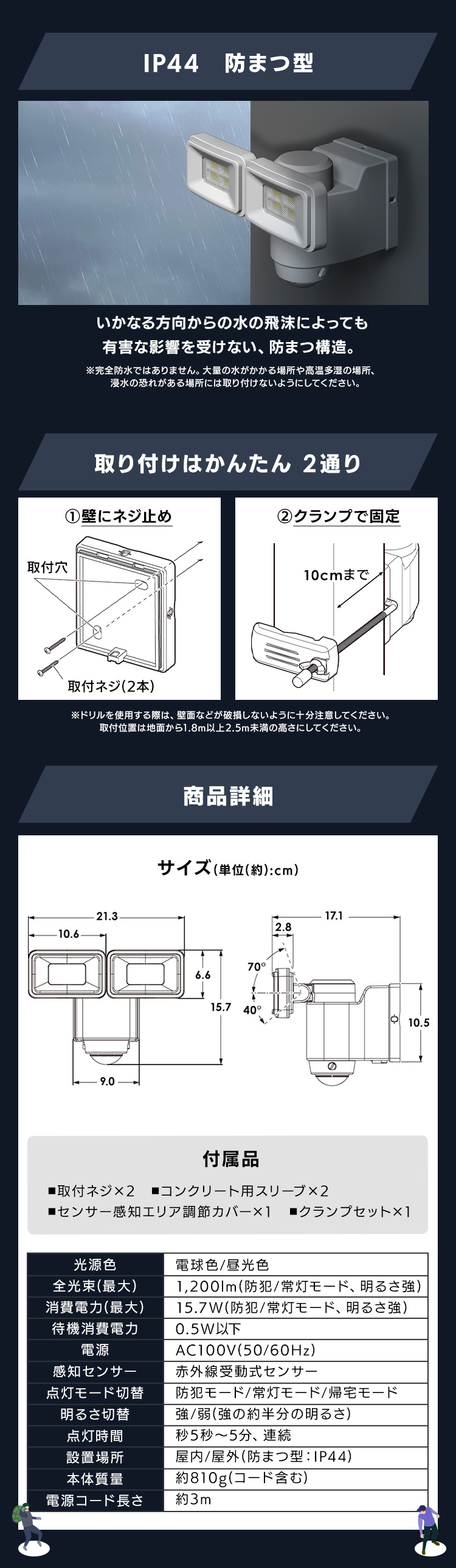 IRIS OHYAMA センサーライト led 屋外 AC式 LED 防犯センサー IRIS OHYAMA センサーライト led 屋外 AC式 LED 防犯センサー