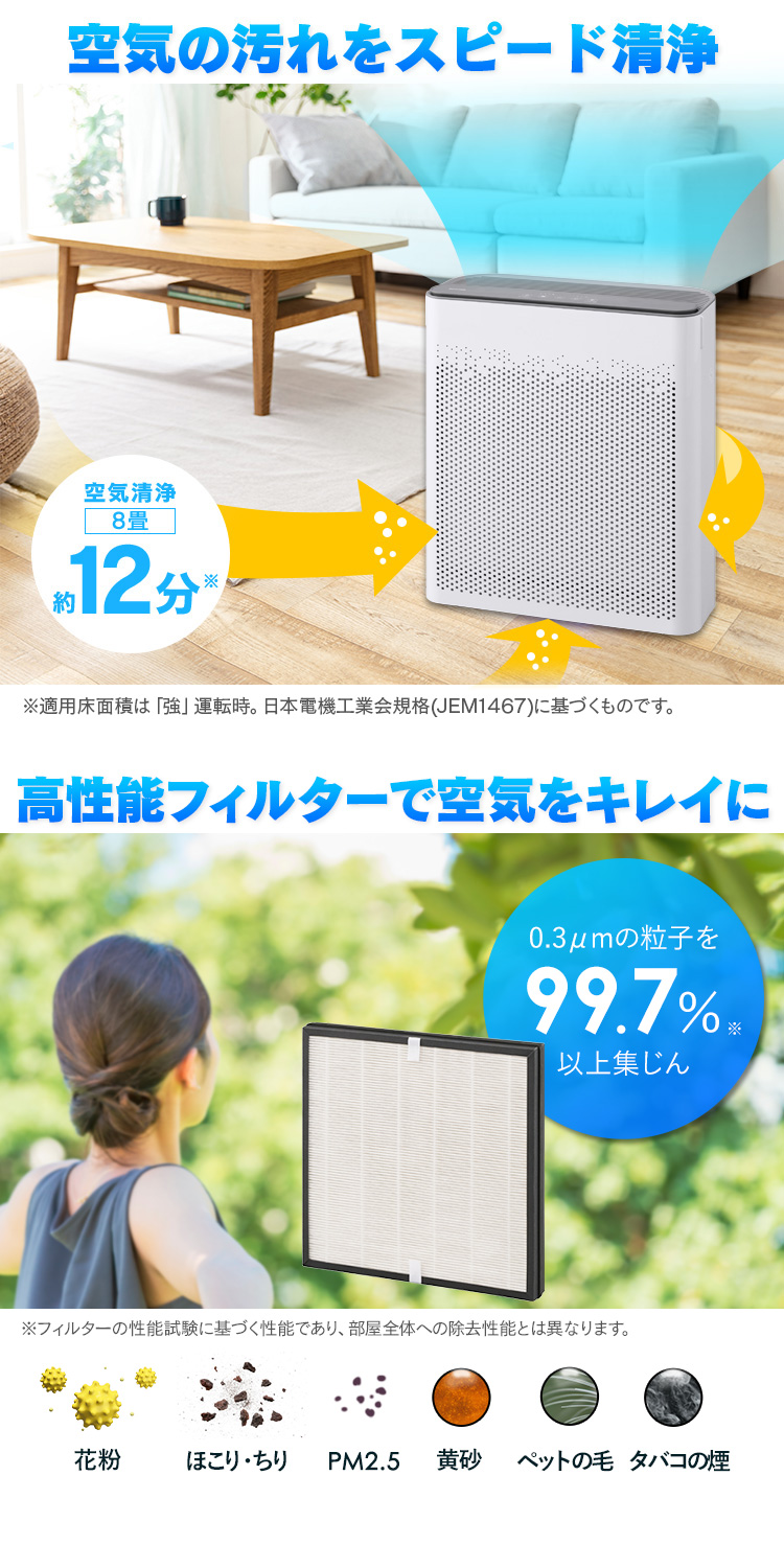 IRIS OHYAMA 空気清浄機 小型 24畳 花粉 花粉対策 フィルター IRIS OHYAMA 空気清浄機 小型 24畳 花粉 花粉対策 フィルター