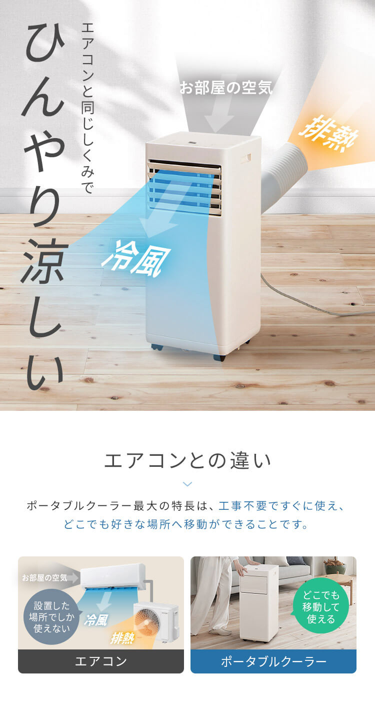 エアコン 6畳 7畳 アイリスオーヤマ スポットクーラー ポータブルクーラー クーラー 家庭用 工事不要 2.2kW IPP-2224S  安心延長保証対象 : h518333 : アイリスプラザ Yahoo!店 - 通販 - Yahoo!ショッピング