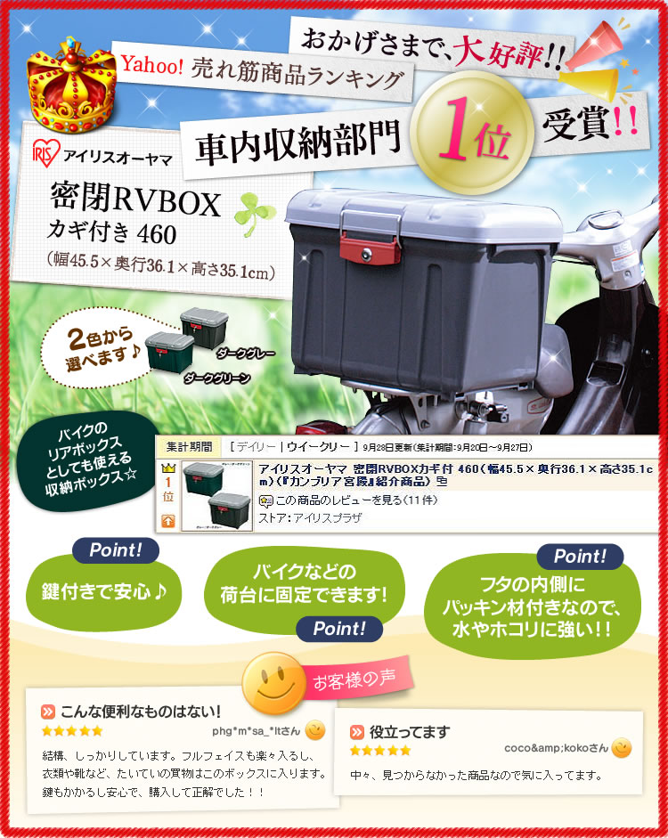 Yahoo!売れ筋商品ランキング　車内収納部門　『1位』受賞！！