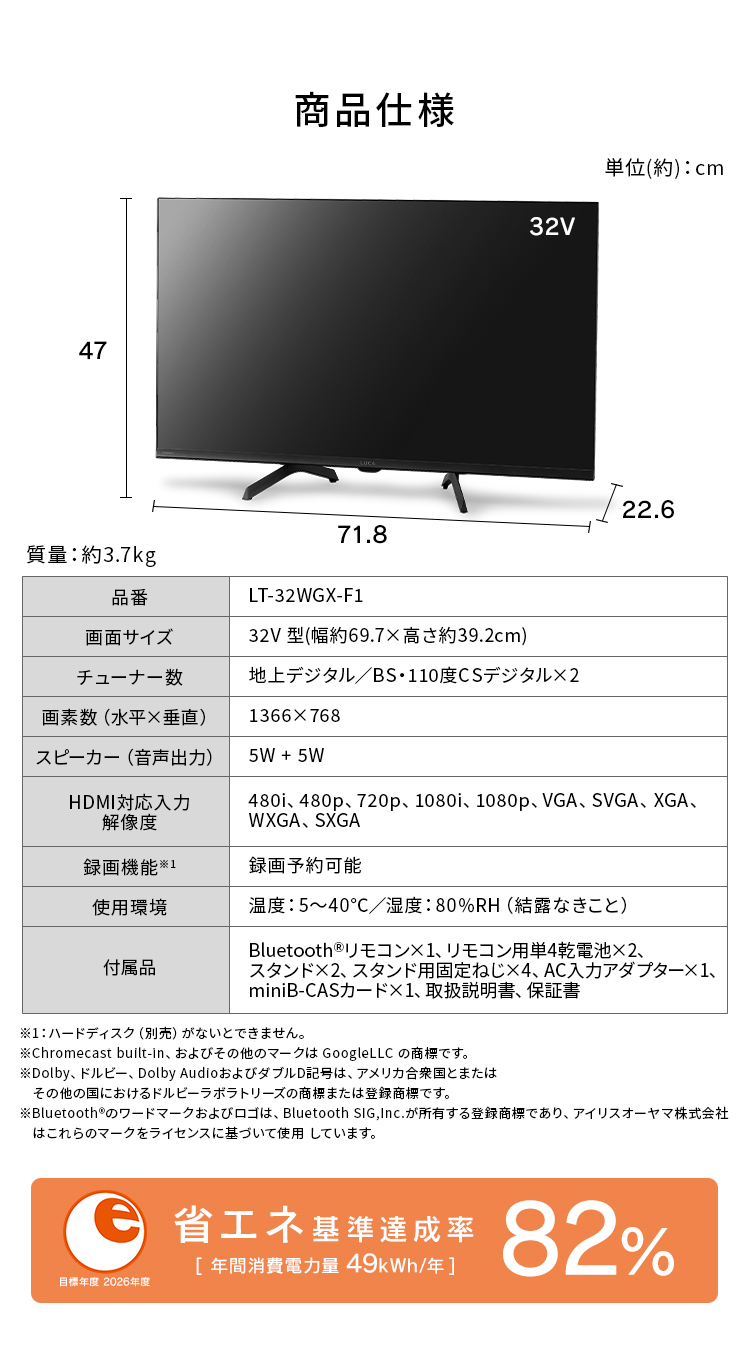 IRIS OHYAMA テレビ 液晶テレビ 32v 型 tv スマートテレビ