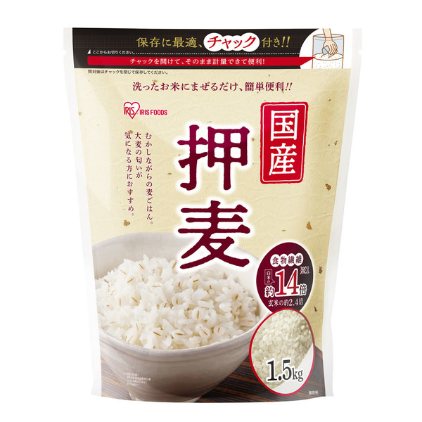 IRIS OHYAMA（アイリスオーヤマ） 押麦 1.5kg 押し麦 胚芽押麦 食物