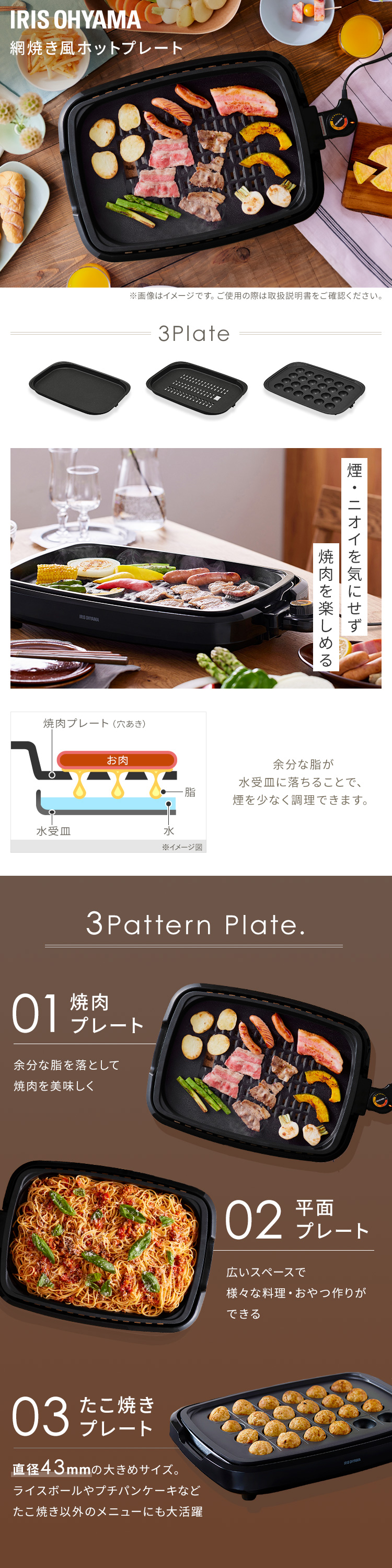 アイリスオーヤマ ホットプレート 焼肉 たこ焼き 丸洗い 新品 IRIS OHYAMA（アイリスオーヤマ） ホットプレート 焼肉 たこ焼き器