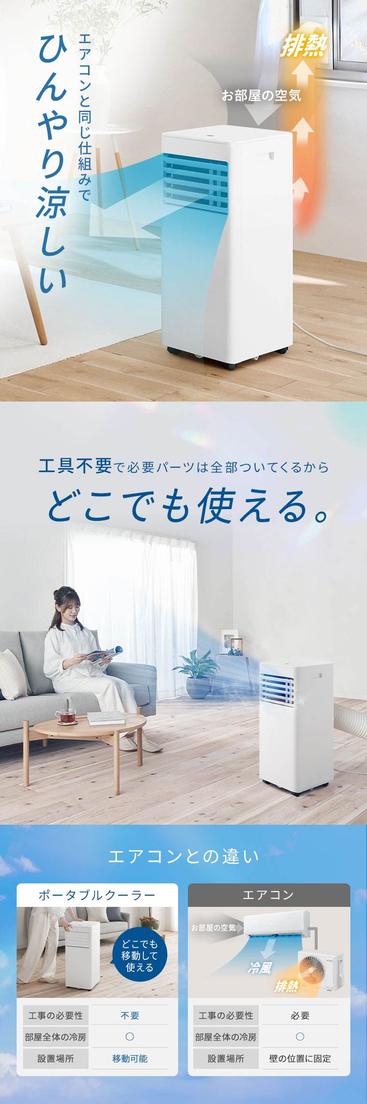 スポットクーラー 家庭用 ノンドレン スポットエアコン アイリス