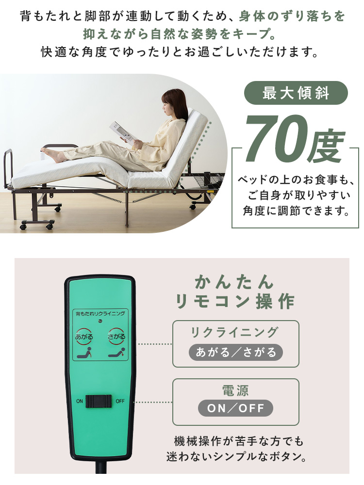 IRIS OHYAMA（アイリスオーヤマ） 電動ベッド 介護 折り畳み