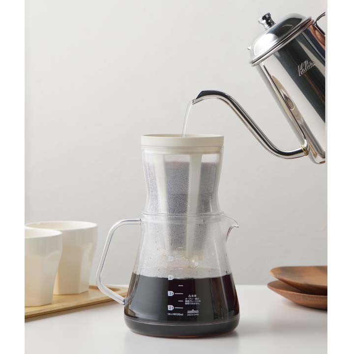 コーヒーサーバーアイスコーヒー水出しフィルター付きコーヒードリッパーコーヒーサーバーストロン2WAYドリッパーセットホワイト曙産業 