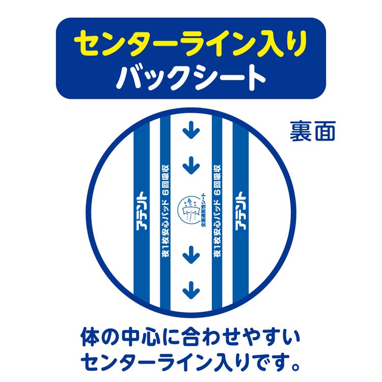 介護おむつオムツ大人紙おむつ介護用品elleairエリエールAttentoアテント夜1枚安心パッド仰向け・横向き寝でももれを防ぐ6回吸収34枚テープ式用【大容量】大王製紙 