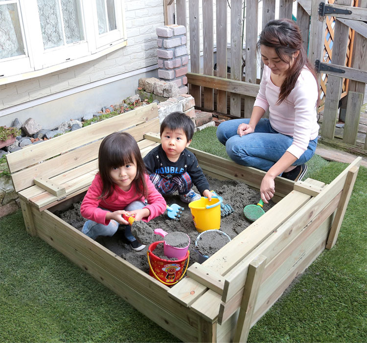 砂場砂場キット木製開閉蓋付き砂遊び大サイズ自宅用子供子ども砂いじり木製砂場（大） 