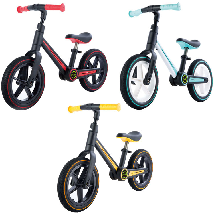エムアンドエムキックバイクシンプルデザイン折りたたみハンドル高さ調節ノーパンクタイヤキッズバイク自転車キッズ子供FFB12