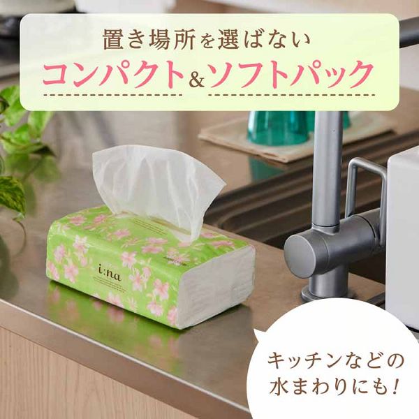 大王製紙ティッシュi:naソフトパックティッシュ200組大容量コンパクトまとめ買い環境取り出しやすい10個セット】エリエールイーナティシューソフトパック200組×6P