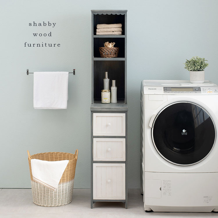 チェストサニタリー収納ラック隙間スリムアンティーク調シャビーおしゃれ引出しランドリーランドリー収納すき間収納簡単組立幅30cmチェスト 
