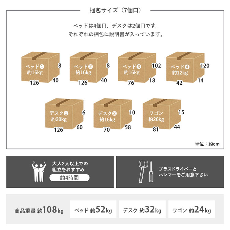 システムベッドロフトベッドベッドデスクワゴンキッズ子供ロフトレイアウトデザイン子供部屋学習机秘密基地収納子供用システムベッド