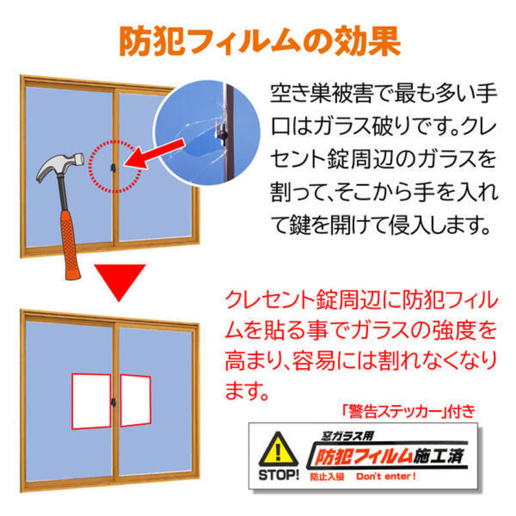 防犯フィルム凹凸ガラスフィルム凹凸ガラス防犯フィルム防犯ガラスフィルム防犯ウィンドゥフィルム防犯対策フィルム500P(凹凸ガラス用）クリア 