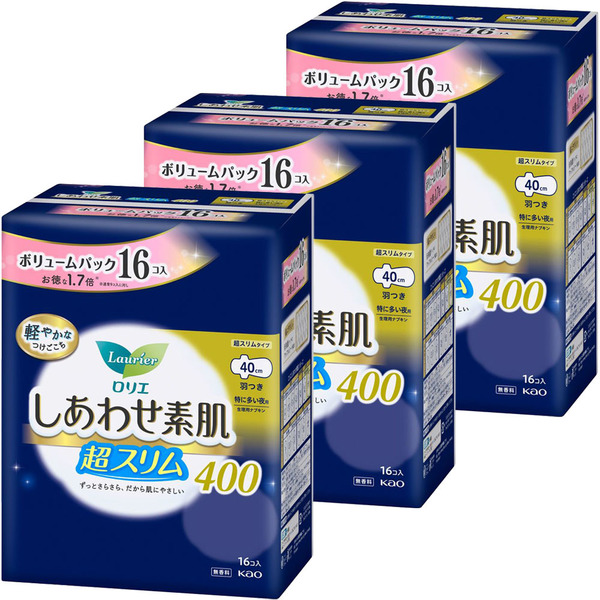 ロリエ ナプキン 生理用品 羽つき 3個セット しあわせ素肌 もちふわfit