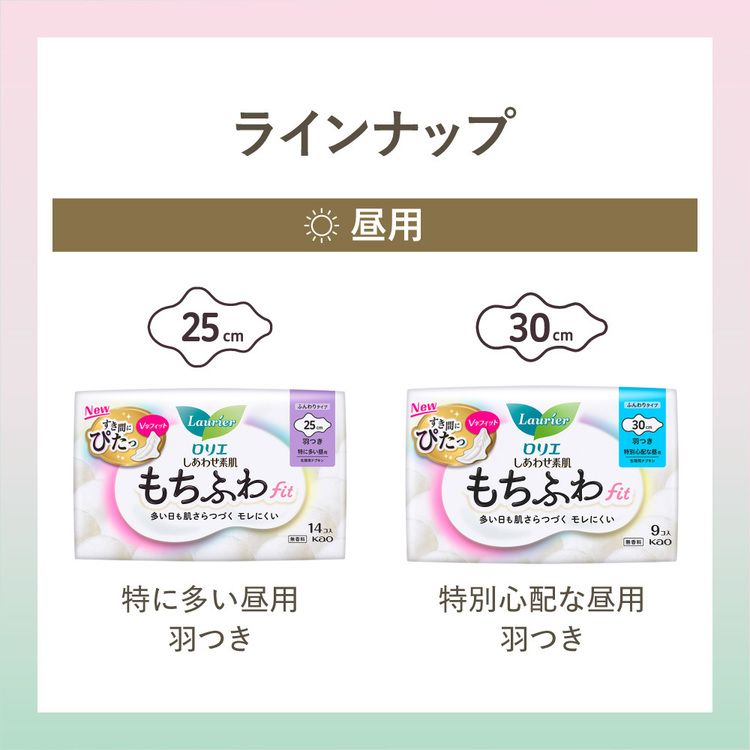 花王ロリエ生理生理用品サニタリーもちふわFitナプキンもちふわ羽つき無香料ロリエしあわせ素肌もちふわfit特に多い昼用羽つき26コ25cm 
