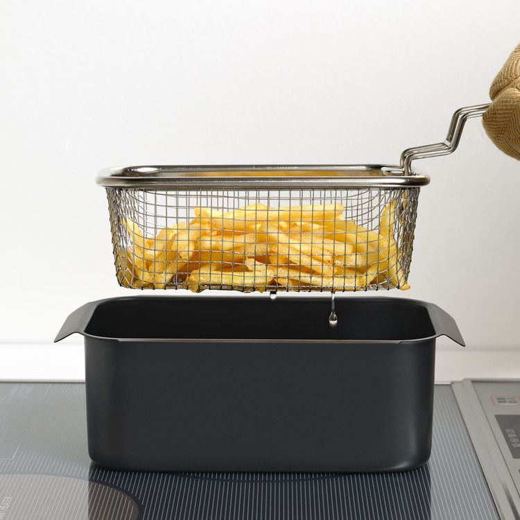 揚げ物天ぷらオイル料理油回り冷凍食品すっきり収納コンパクトお手入れ油料理揚げ物四角鍋セット【セット品】ポコフリットIH対応角型揚げ鍋（アミ付）＆ポコフリット角型揚げざる 