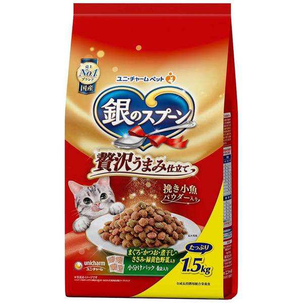 キャットフード 銀のスプーン 6個セット ペットフード 猫 国産生かつおin 1.0kg 1.05kg 贅沢うまみ仕立て 1.5kg 1.3kg 1.4kg | ユニ・チャーム ペットケア | 07