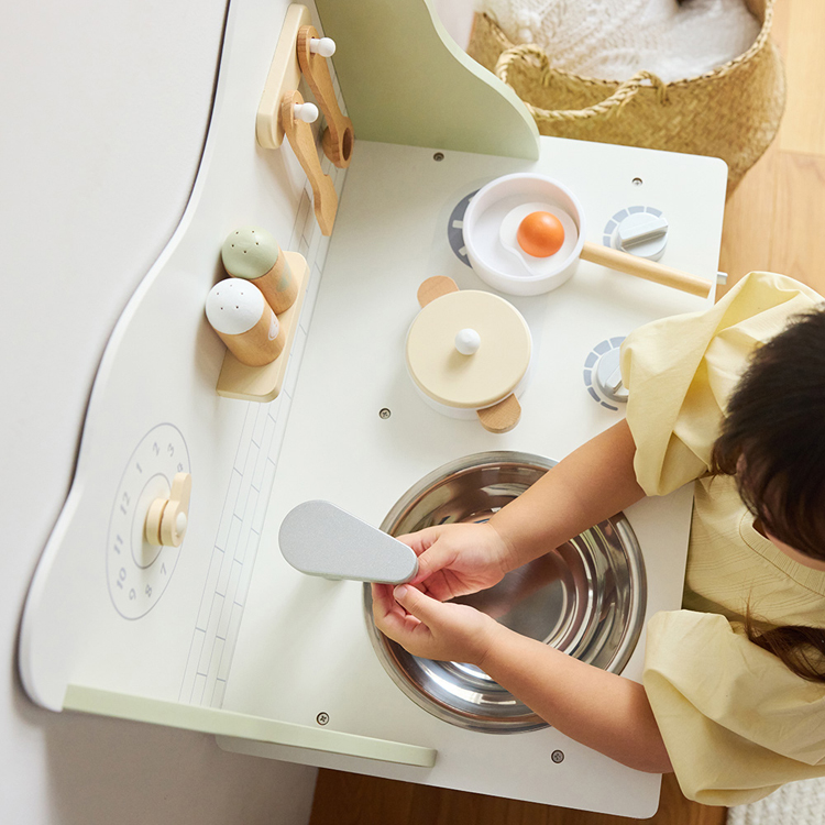 ごっこ遊び木製おしゃれ調理道具インテリアパステルカラー誕生日プレゼントクリスマスプレゼントギフトキッズPolarBおもちゃかわいいお料理ごっこおままごとキッチン/フォレストグリーンDADWAY 