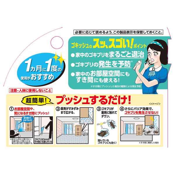 アース防虫剤ゴキブリスプレー無香料低刺激屋内アース製薬殺虫剤あーすゴキッシュスッ、スゴい！60プッシュ16mlアース製薬