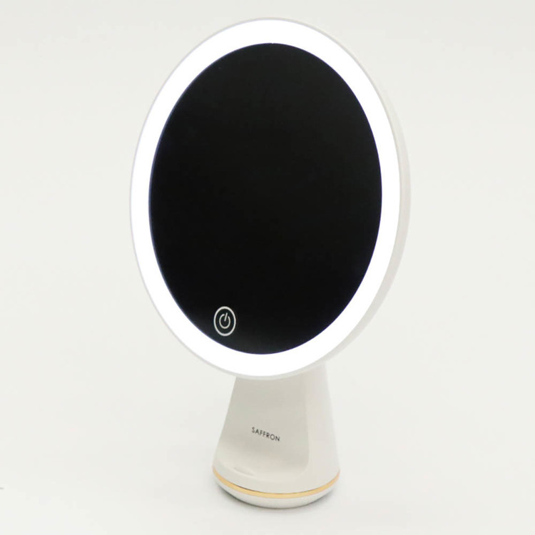 スタンドミラーミラーLEDフェイス顔ライト照明【SAFRON】LEDライトスタンドミラー 