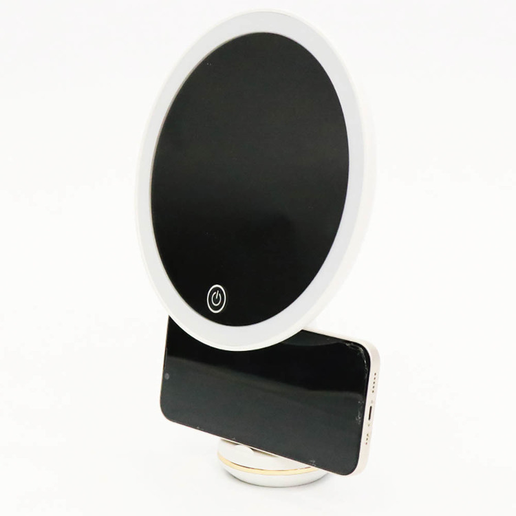 スタンドミラーミラーLEDフェイス顔ライト照明【SAFRON】LEDライトスタンドミラー 