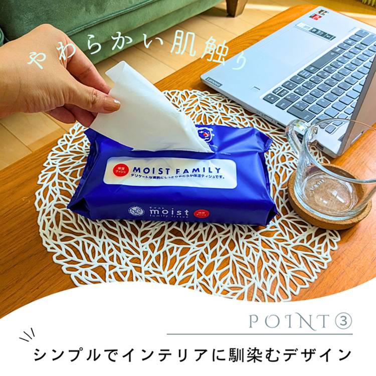 保湿ティッシュソフトパックティッシュ花粉花粉症鼻炎子どもしっとり保湿ティッシュ肌荒れ【5個】モイストファミリーソフトパック120Wハヤシ商事 