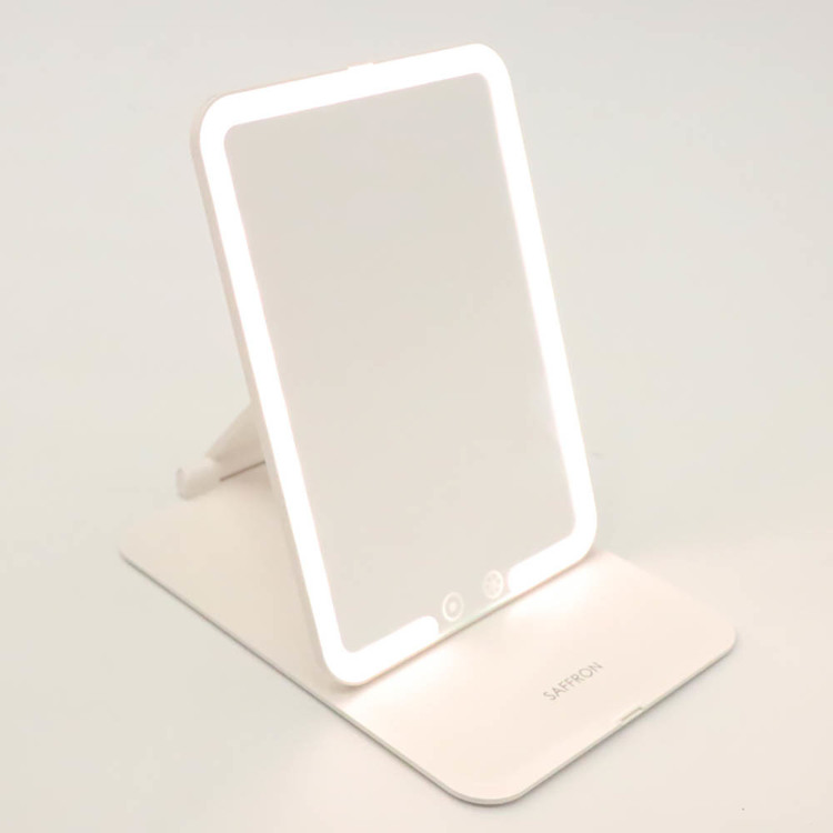 折りたたみLEDミラーミラーLEDフェイス顔ライト照明美容角型折りたたみ【SAFFRON】折りたたみLEDミラー(角型) 