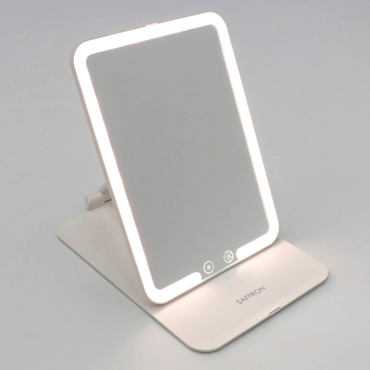 折りたたみLEDミラーミラーLEDフェイス顔ライト照明美容角型折りたたみ【SAFFRON】折りたたみLEDミラー(角型) 