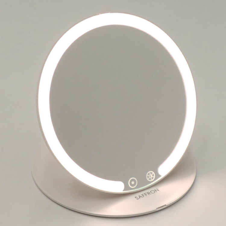 折りたたみLEDミラーミラーLEDフェイス顔ライト照明美容角型折りたたみ【SAFFRON】折りたたみLEDミラー(角型) 